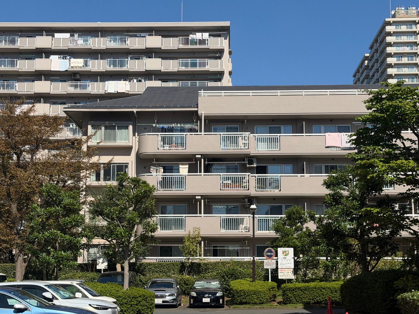 A Japanese apartment complex by day